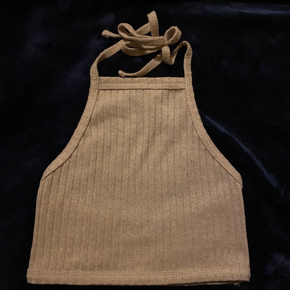 Open back crop tank top